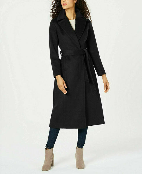 Forecaster Jacket Lambswool Blend Belted Maxi Coat Women Black Size 2